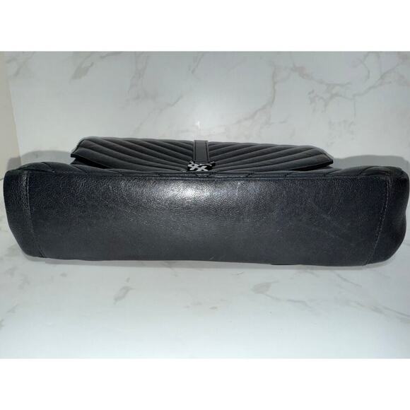 Saint Laurent College Large Matelassé Black Leather Shoulder Bag - Picture 5 of 13